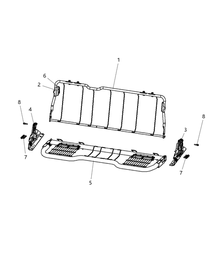 2011 Ram 1500 Quad Cab, Rear Seat Hardware, Bench Diagram