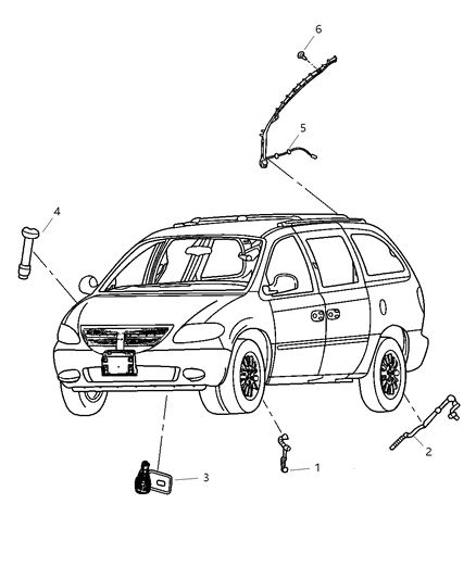 2001 Dodge Caravan Sensors - Body Diagram