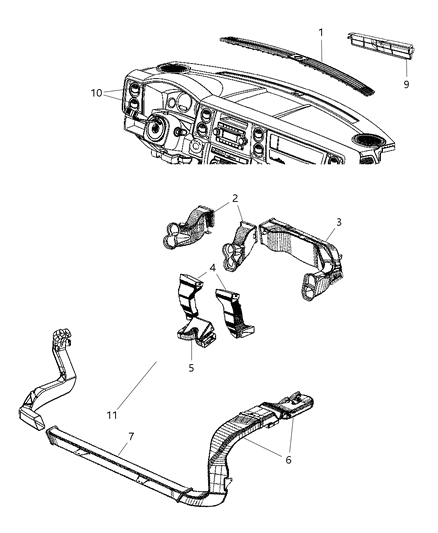 2007 Jeep Commander Air Ducts & Outlets Diagram