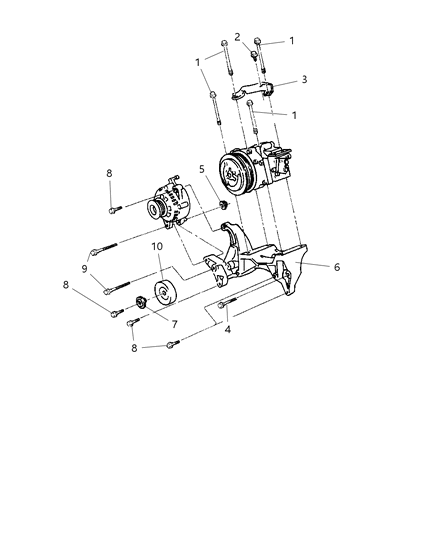 1999 Dodge Ram 2500 Regular Cab Mounting - Compressor Diagram 1