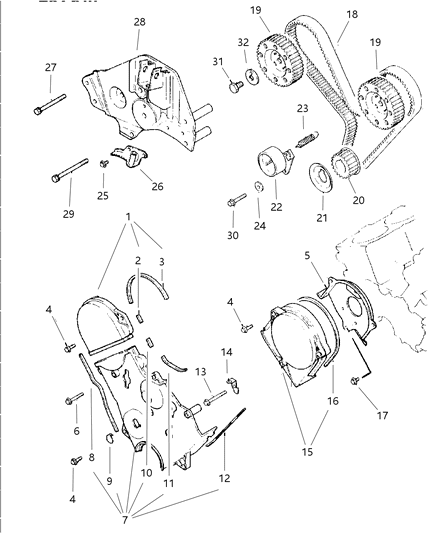 1997 Dodge Caravan Timing Belt / Chain & Cover Diagram 2