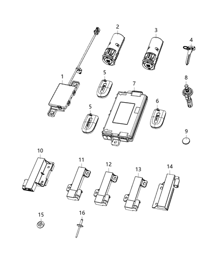 2020 Dodge Challenger Receiver Modules, Keys & Key Fob Diagram