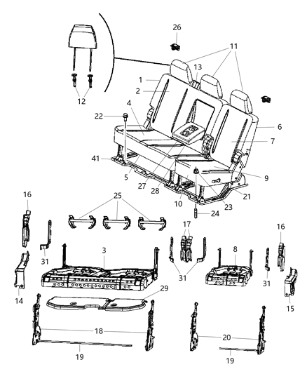 2016 Ram 3500 Mega Cab - Split Seat Diagram