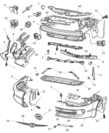 2000 Dodge Intrepid Fascia, Front Diagram