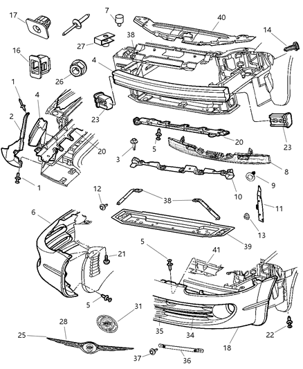 2000 Chrysler 300M Fascia, Front Diagram