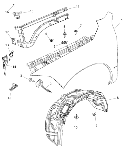 2017 Ram 2500 Closure-Fender Diagram for 68095951AH