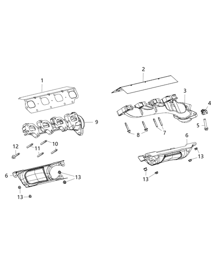 2018 Ram 2500 Exhaust Manifold And Heat Shields Diagram 6