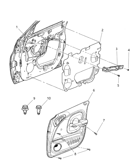 2001 Chrysler PT Cruiser Panel-Door Trim Front Diagram for RJ891FLAB