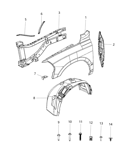 2019 Ram 2500 Front Fender Diagram