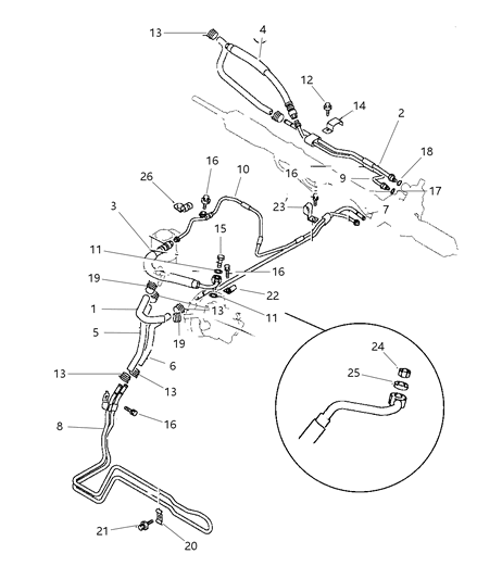 1997 Chrysler Sebring Coupe Hose & Attaching Parts - Power Steering Diagram 2