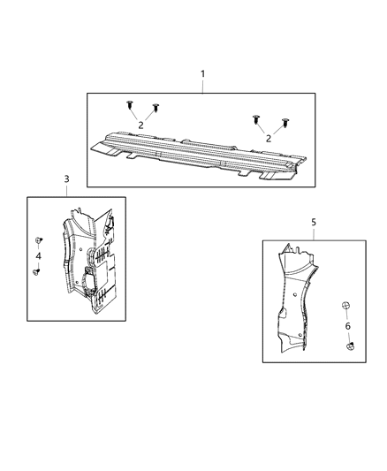 2021 Jeep Wrangler Radiator Seals, Shields, & Baffles Diagram