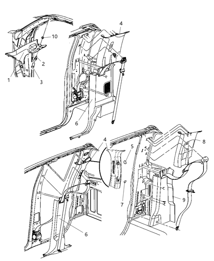 2008 Dodge Ram 1500 Panel-C Pillar Diagram for 5HC65BD5AH