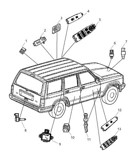 2001 Jeep Cherokee Switches Body Diagram
