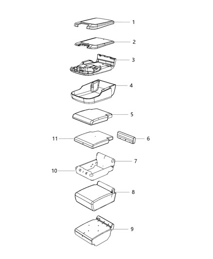 2020 Ram 3500 Pickup Front Seat, Center Diagram
