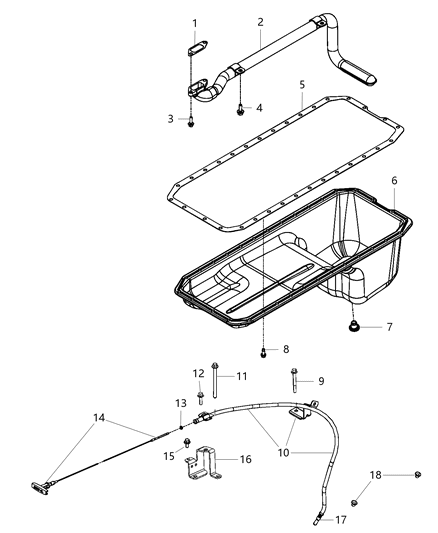 2019 Ram 3500 Cab Chassis Engine Oil Pan & Engine Oil Level Indicator & Related Parts Diagram 2