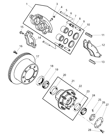 2001 Dodge Ram 2500 Lock-Wheel Bearing Adjust Nut Diagram for 4797126