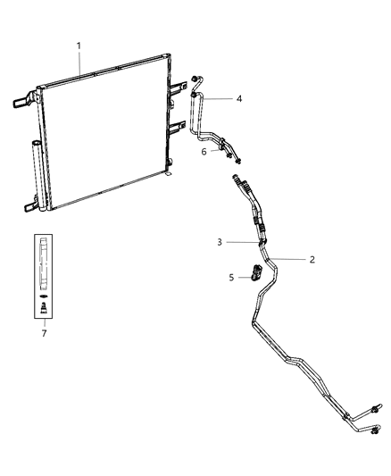 2013 Ram 3500 Cab Chassis Transmission Oil Cooler & Lines Diagram 1