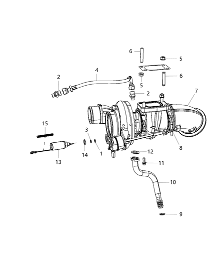 2009 Dodge Ram 2500 Turbocharger , Oil Lines And Plumbing Diagram 1