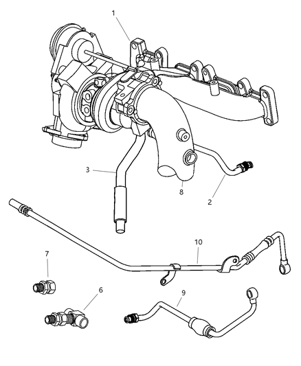 2002 Dodge Stratus Turbo , Oil Feed & Water Lines Diagram