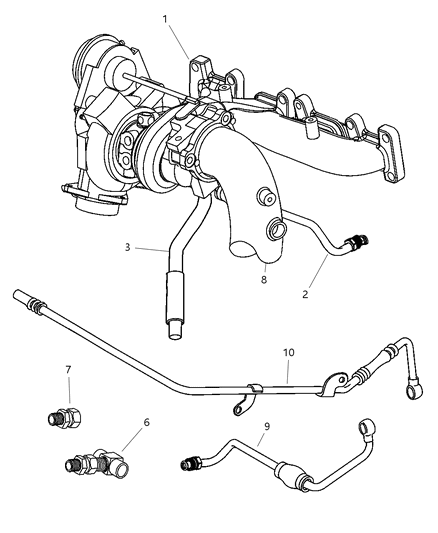 2002 Chrysler Sebring Turbo , Oil Feed & Water Lines Diagram