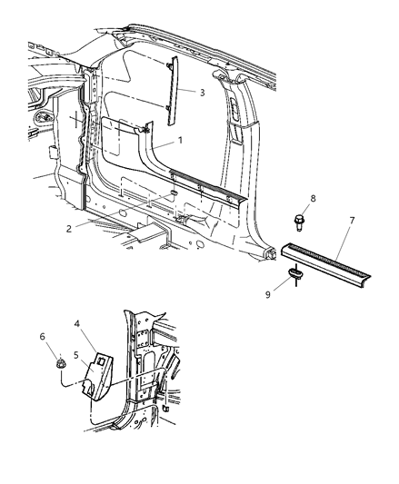 2006 Dodge Magnum Scuff Plates & Footrest Diagram