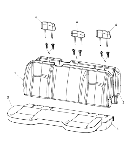 2016 Ram 1500 Quad Cab Rear Seat - Bench Diagram