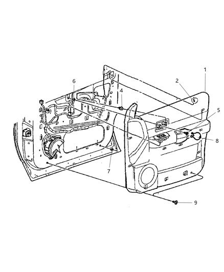 2008 Chrysler Aspen Panel-Front Door Trim Diagram for 1FB441DBAD