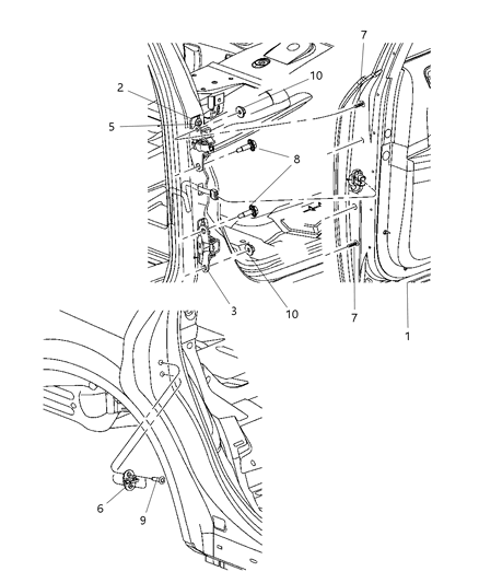 2009 Chrysler 300 Rear Door - Shell & Hinges Diagram