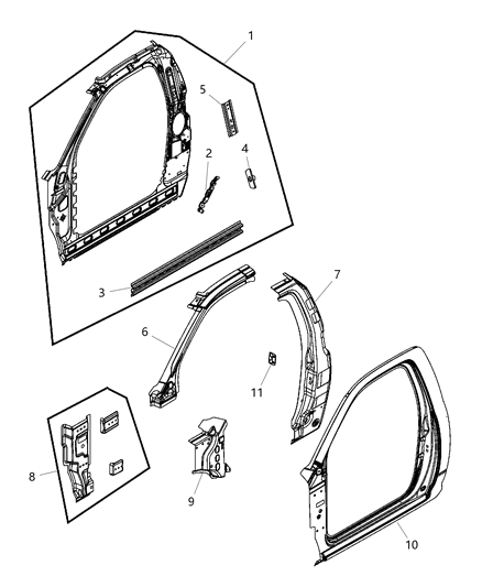 2019 Ram 1500 REINFMNT-B-Pillar Diagram for 68145003AE