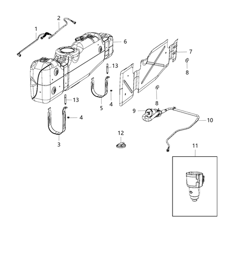 2018 Ram 3500 Cab Chassis(<10K lb.) Fuel Tank Diagram