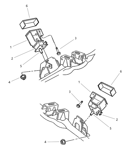 2000 Dodge Ram Van Engine Mounting, Front Diagram 2