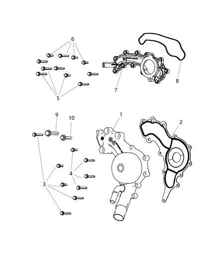 2016 Jeep Grand Cherokee Water Pump & Related Parts Diagram 1