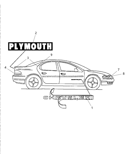 1997 Dodge Stratus Nameplates Diagram