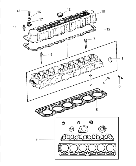 2002 Jeep Wrangler Gasket Pkg-Engine Upper Diagram for 5012365AB