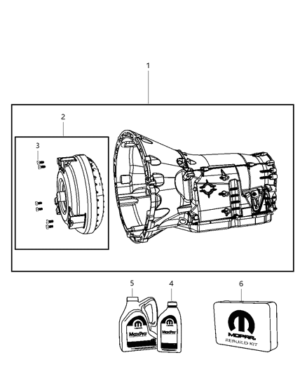 2018 Jeep Wrangler JK (Previous-generation) Transmission / Transaxle Assembly Diagram