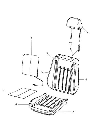 2011 Dodge Charger Front Seat Cushion Cover Diagram for 1UW15HLLAA