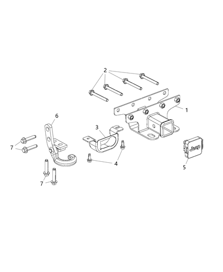 2019 Jeep Wrangler Receiver-Trailer Tow Diagram for 68251844AB