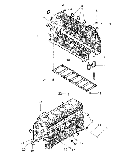 2008 Dodge Ram 5500 Cylinder Block And Hardware Diagram