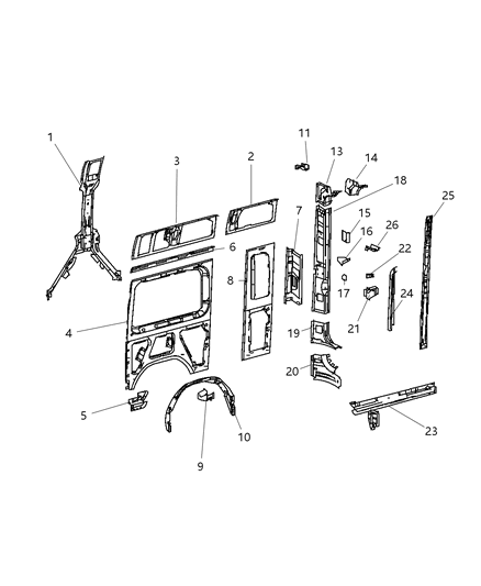 2008 Dodge Sprinter 3500 Panel-D Pillar Diagram for 68008754AA