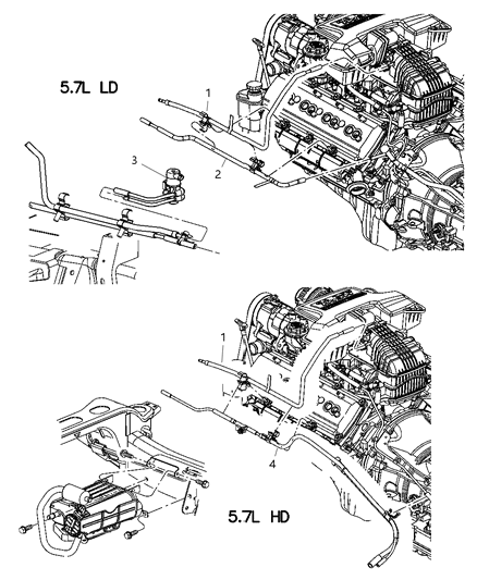 2004 Dodge Ram 2500 Emission Control Vacuum Harness Diagram 1