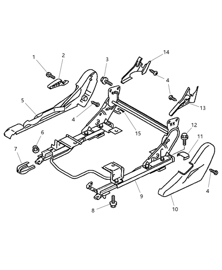 2001 Chrysler Sebring Coupe Adjuster, Shields And Attaching Parts , Right Diagram