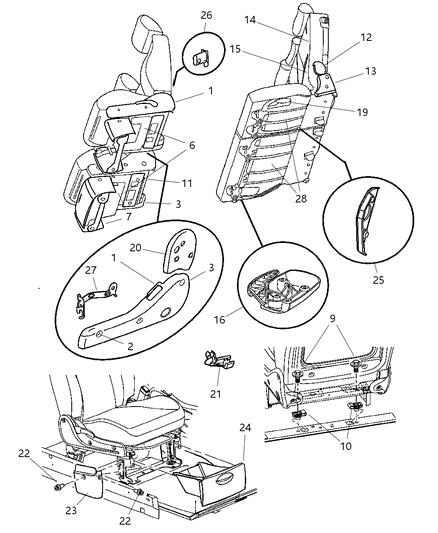 2002 Chrysler PT Cruiser Shields & Risers Diagram