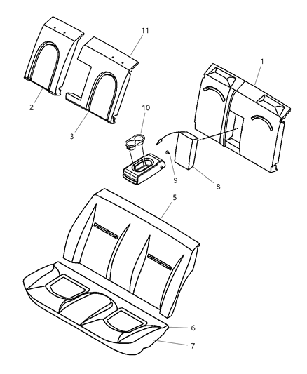 2003 Chrysler 300M Rear Seat Cushion Cover Diagram for YE281DVAA