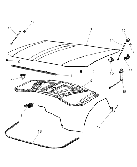 2012 Chrysler 300 SILENCER-Hood Diagram for 5057776AB