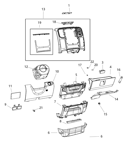 2018 Ram 3500 Bezel-Instrument Panel Diagram for 1VY921X9AG