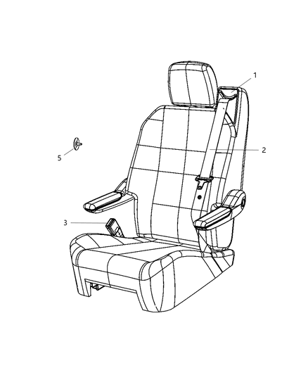 2010 Dodge Grand Caravan Seat Belt Second Row - Swivel Seat Diagram