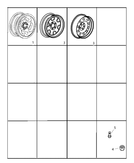 2005 Dodge Durango Wheels & Hardware Diagram