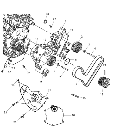 2007 Chrysler Sebring Timing Belt / Chain & Cover And Components Diagram 5