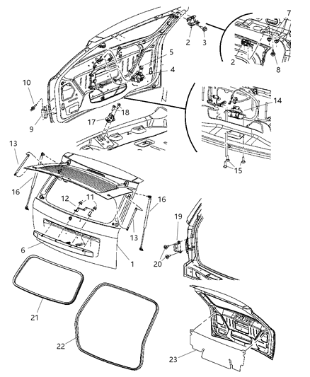 2005 Jeep Grand Cherokee Deck Lid Liftgate, Latch & Hinges Diagram