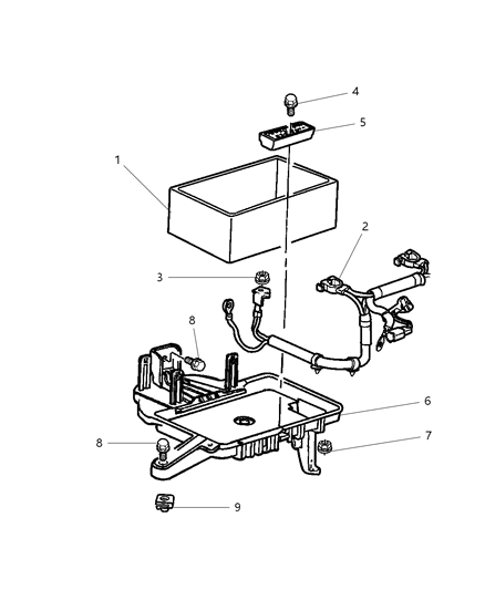 2001 Jeep Grand Cherokee Battery Tray & Cables Diagram